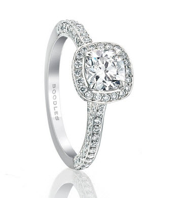 Platinum Vintage Cushion Cut Diamond Ring