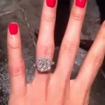 Katherine Webb’s Platinum 5 Carat Cushion Cut Diamond Ring