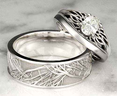 Unique-Wedding-Band-Tree-Of-Life-Set