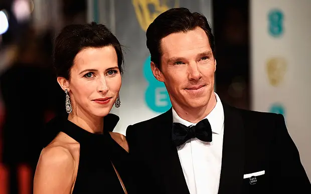 EE British Academy Film Awards 2015 - Red Carpet Arrivals...LONDON, ENGLAND - FEBRUARY 08: Sophie Hunter and Benedict Cumberbatch attend the EE British Academy Film Awards at The Royal Opera House on February 8, 2015 in London, England. (Photo by Ian Gavan/Getty Images)