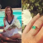 Angela Kinsey’s Emerald Cut Emerald Stone Ring