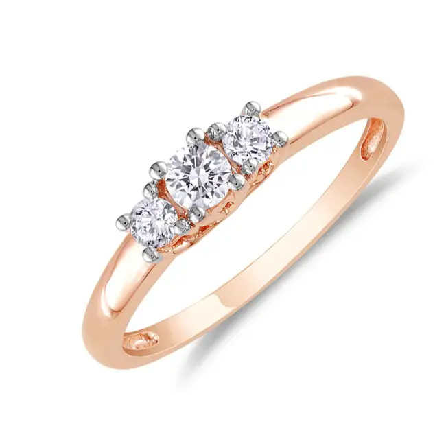inexpensive-1-4-carat-three-stone-rose-gold-engagement-ring