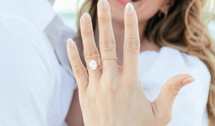 Nikole Goncaves, of Health Nut Nutrition has a beautiful oval cut solitaire engagement ring